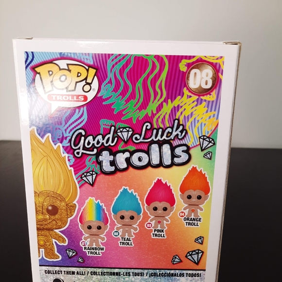 Funko Pop! Trolls: Good Luck Trolls - Diamond Collection Gold Troll Exclusive - Picture 2 of 2